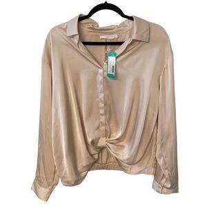 Lush Donna Satin Twist Front Blouse Off White XL Stitch Fix